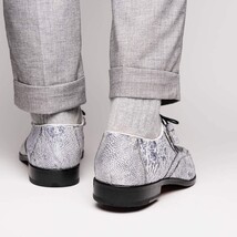 Lucca Stingray and Ostrich Dress Derby's Shoes Gray Newspaper image 11