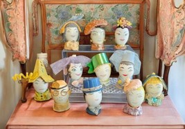 11 VTG 1950s Egg Head Handmade Party Favor Card Auxiliary Clubs Fancy Ladies HTF - $1,529.54