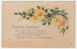 Vintage Postcard Birthday Yellow Twig Dogwood Flowers Unused 1900&#39;s - £5.46 GBP