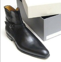 Handmade Jodhpurs Black High Ankle Genuine Leather Rounded Toe Buckle Strap  - £119.89 GBP