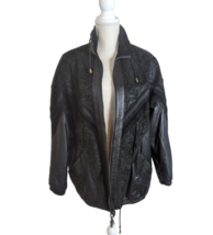 VTG Otello Pelle Womens Black Leather Western Mid-Length Jacket Sz Medium - $58.40