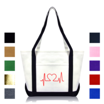 Premium Heartbeat Embroidered Nurse Tote Bags - £33.77 GBP
