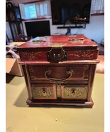 Antique Chinese Traveling Dressing Box w/Folding Mirror &amp; Drawers 9.5x8.... - $374.06 CAD
