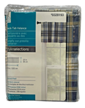 Bernard Plaid Blue Multicolor 60&quot; x 15&quot;  Back Tab Valance Style Selections - £13.03 GBP