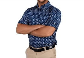 2Putt Floral Performance Golf Shirt Polo Blue - $40.00