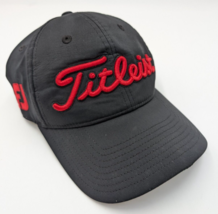 Titleist Pro V1 FJ FootJoy Adjustable Strap Back Black w/ Red Logo Golf Hat Cap - £9.10 GBP