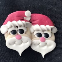 Santa Clause Christmas Earrings Vintage Handmade Art Polymer Clay - £7.95 GBP