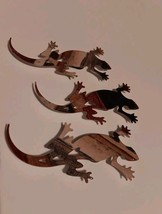 3 Multicolor 4&quot; Metal Lizzard Gecko Figurine Magnets - $18.23