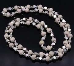Solid Silver Beads And Basil Rosary Beads Tulsi Mala 24&quot; Necklace Chain ch19 - £39.56 GBP