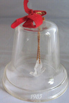 Vintage 1983 Clear Acrylic Bell Ornament with Dove or Bird Clapper Red Bow - $11.88