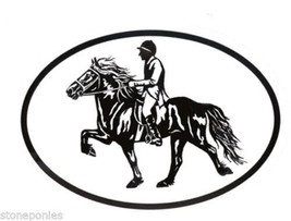Icelandic Horse Decal - Equine Breed Oval Vinyl Black &amp; White Window Sti... - £3.14 GBP