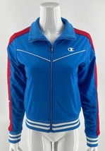 Champion Womens Track Jacket Size Small Blue Red Striped Sleeve Zip Up A... - £34.73 GBP