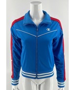 Champion Womens Track Jacket Size Small Blue Red Striped Sleeve Zip Up A... - £34.41 GBP