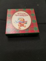 Vtg Disney Store Winnie Pooh Winter Wonderland Porcelain Disk Christmas 1996 Orn - £7.00 GBP