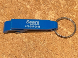 Vintage 2.5" Plastic Sears Blue Bottle Opener Key Ring *Pre-Owned* DTA - $8.99