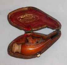 Antique Meerschaum Cigarette Cigar Holder Running Dog Carving in Original Case - £79.92 GBP