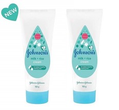 Johnson&#39;s Baby Milk and Rice Cream, 100 gm x 2 pack (Free shipping worldwide) - £19.73 GBP