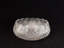 ABP Antique Brilliant Cut Crystal STRAWBERRY DIAMOND &amp; FAN Cupped 8&quot; Bowl - £67.42 GBP