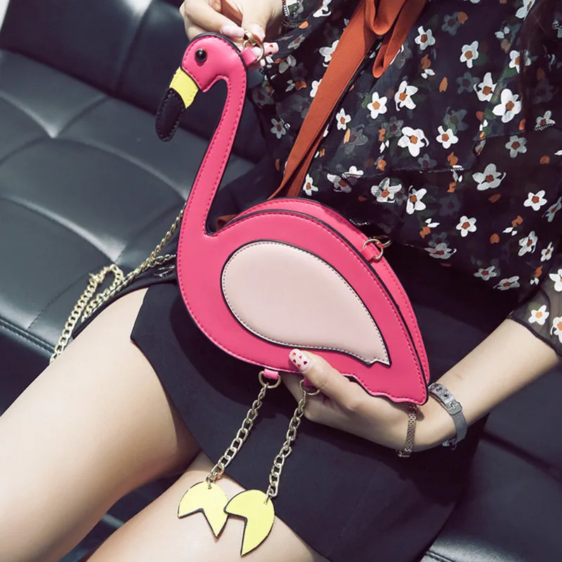 Chains shoulder bags cheap women o bags pink bird bolsas feminina sac de plage flamingo thumb200