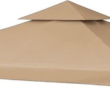10X10 Ft Replacement Top Canopy Roof Cover With Double Tiers (Khaki). - $77.96