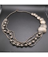 Large Chunky Pewter Toned Bead Necklace Southwest Native American Design... - £10.85 GBP