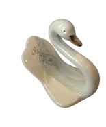 Ceramic Beige Swan With Gold beak Floral Design On Back  No Chips - $20.49