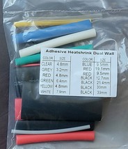 Adhesive Heat shrink Dual Wall Tube 13pc x 4&quot; Sample Pack Woer brand new - $9.98