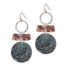 Textured Metal Disc Dangle Earrings Copper - £10.65 GBP