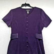 Chads Place Dress Womens 18 Dark Purple Faux Suede Satin Buttons Vintage - £17.25 GBP