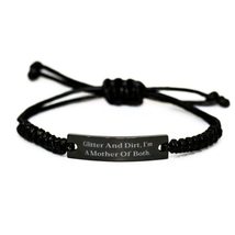 New Mother, Glitter and Dirt, I&#39;m A Mother of Both, Joke Mother&#39;s Day Black Rope - £17.51 GBP