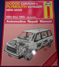 Dodge Caravan &amp; Plymouth Voyager Mini Vans Repair Manual Yrs 1984-93 - $9.99