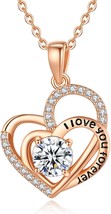 Necklaces for Women 925 Sterling Silver Forever Love Heart Pendant Necklace Birt - £46.00 GBP