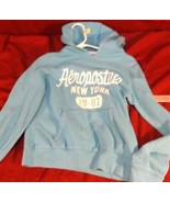 AEROPOSTALE NEW YORK LIGHT BLUE WOMENS PULL OVER HOODIE AUTHENTIC SWEATER M - $23.30 CAD