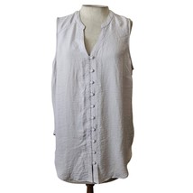 Light Gray Sleeveless Button Up Blouse Size Large New with Tags  - £19.46 GBP