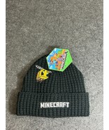 MINECRAFT Unisex Black Knit Beanie Bee Embroidery Accents &amp; Lined New Wi... - $130.03 MXN