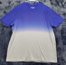 Perry Ellis T Shirt Top Womens Size 2XL Blue White Cotton Short Sleeve Crew Neck - £10.89 GBP