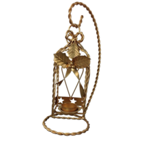 Tea Light Lantern Candle Holder Holly Berry Heart Christmas Metal Gold Tabletop - £7.65 GBP