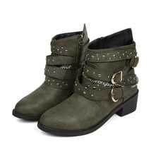 Dr Martens Boots Women&#39;s Pointed Toe Punk Rivet Platform Cowhide Walking Boots - £47.40 GBP