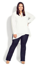 EVANS White Overlay Tunic Shirt  UK 22/24 PLUS Size  (fm36-1) - £27.22 GBP