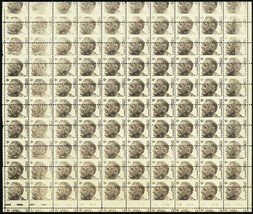 1284, Misperfed &amp; Dry Print Error Complete Sheet of 100 Stamps - Stuart ... - $250.00