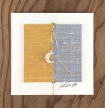 Crescent Clay Moon on Gold and Silver Silk Panel Greeting Card - £7.86 GBP