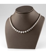 Sterling Silver Graduated Cubic Zirconia Prong Set Tennis Necklace 17&quot; - $13,298.54 MXN