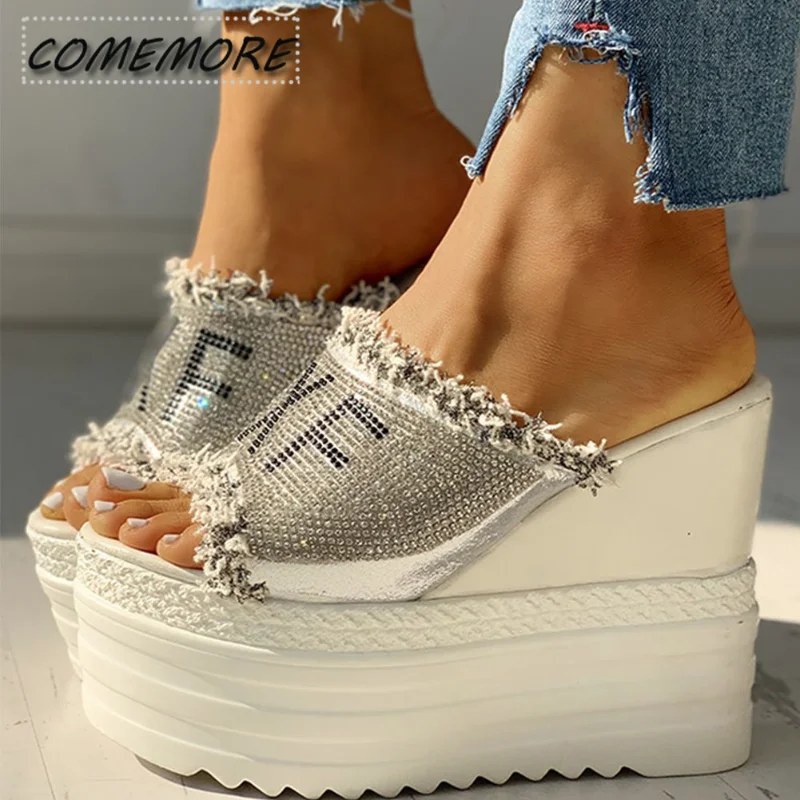 Shoes for Women Sandals Summer 2023 Crystals Leisure Platform Wedges Hig... - £29.34 GBP+