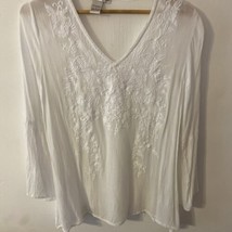 Cute Options Women’s Size Large Boho Tunic Top Embroidered Blouse - £8.30 GBP