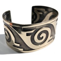 Bell Trading Post Cuff Bracelet Nickel Silver Navajo Motif ethnic bohemian - $21.99