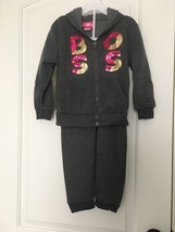 2 Pc Love Pink Girls Jogging Suit Set Outfit Hoodie &amp; Pants Size 4 - £29.42 GBP