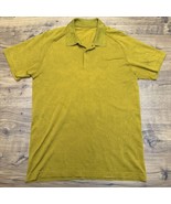 Lululemon Mens Medium Metal Vent Tech Polo Shirt 2.0 Yellow Texture Active - $928.74 MXN