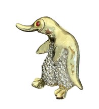 Platypus Brooch Gold Tone With Faux Ruby Eye Vintage - $8.00