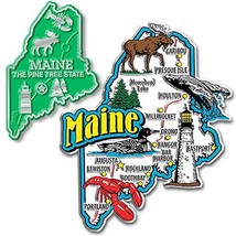 Maine Jumbo &amp; Small State Map Magnet Set by Classic Magnets, 2-Piece Set, Collec - £7.55 GBP