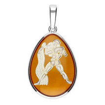 Jewelry of Venus fire Pendant of Fire Baltic amber silver pendant Aquarius - £446.82 GBP